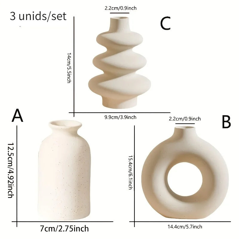 White Ceramic Bohemian Vase Set Creative home decoration vase ornaments