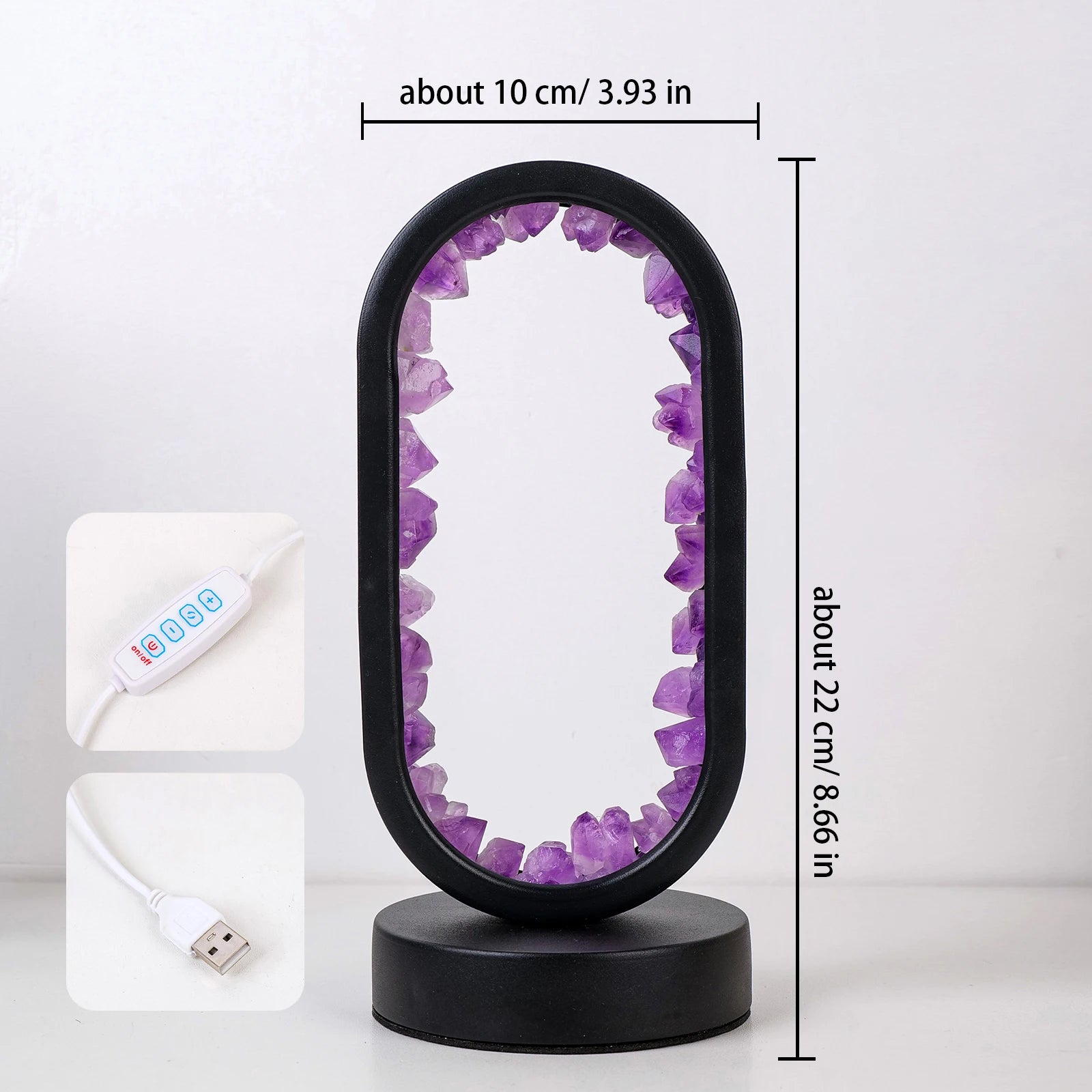 1PC LED Bedside Lamp | Natural Quartz & Amethyst Raw Stone Crystal Lamp