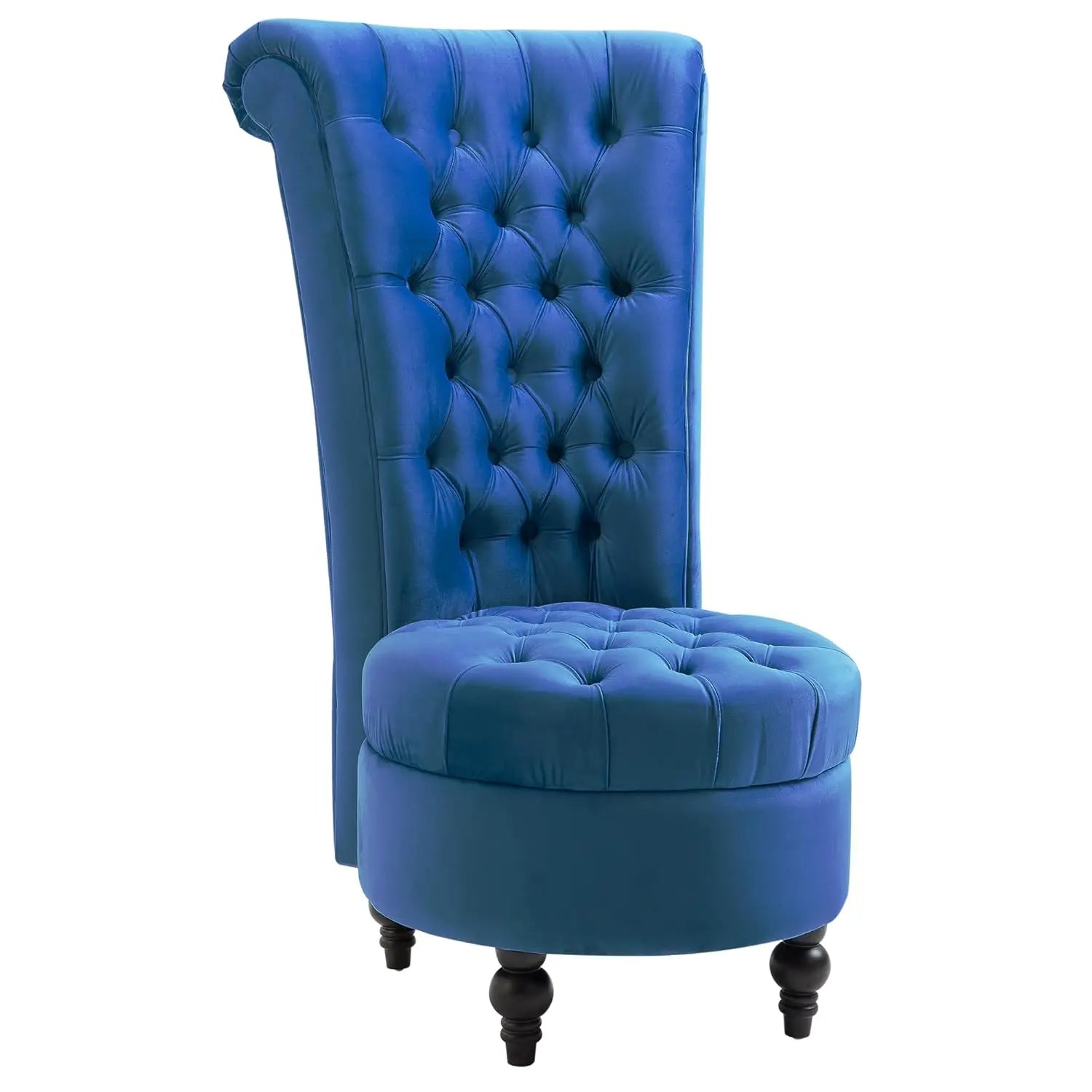 Retro High Back Armless Accent Chair Upholstered Tufted Fabric Living Room