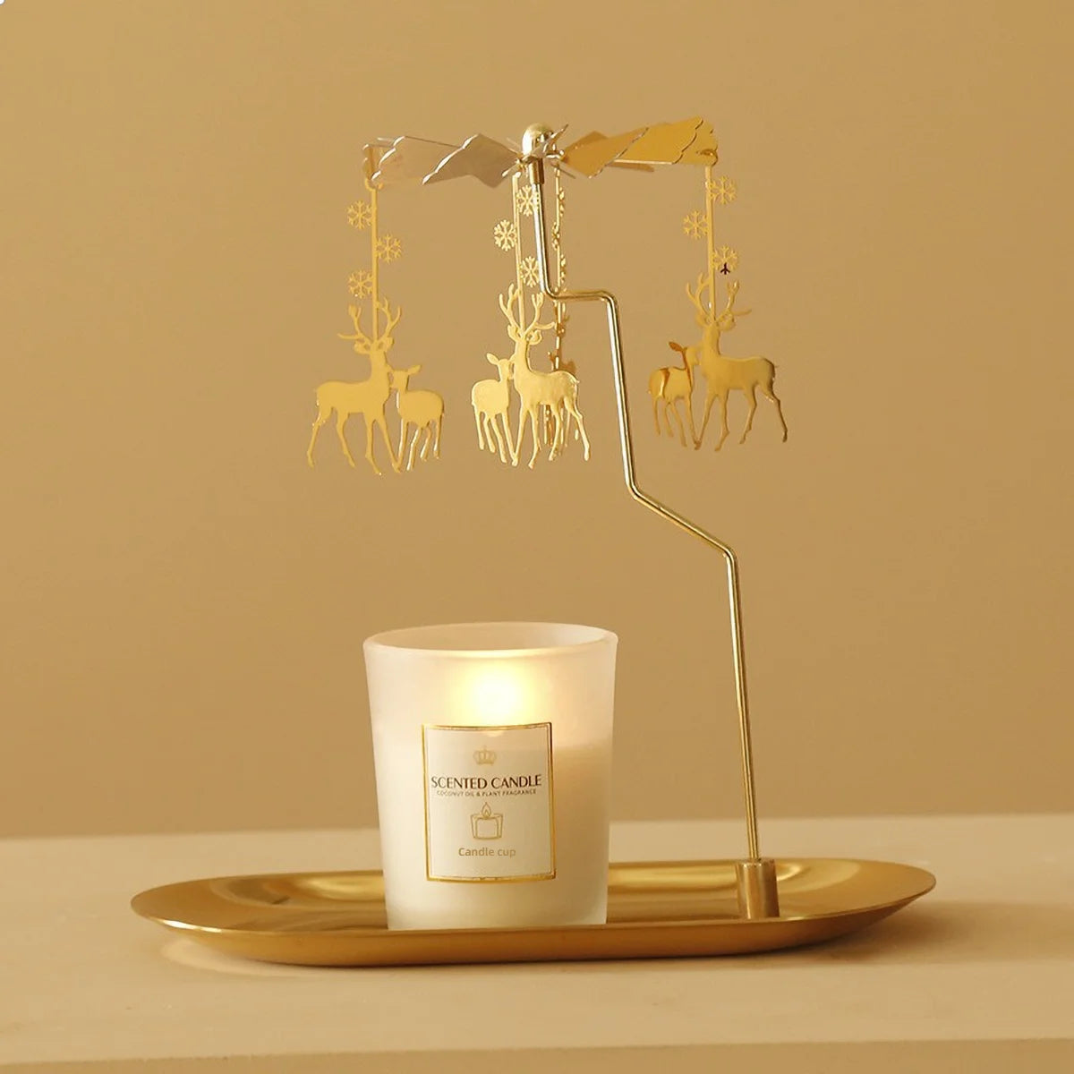 Windmill Rotating Candle Holder Lamp Gold Metal for Table Design Candlesticks