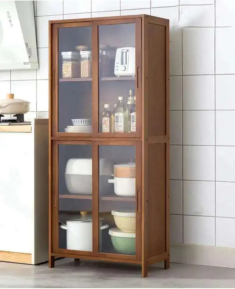 Modern Minimalist Kitchen Cabinet for Home Dust-proof Two-way Sliding Door