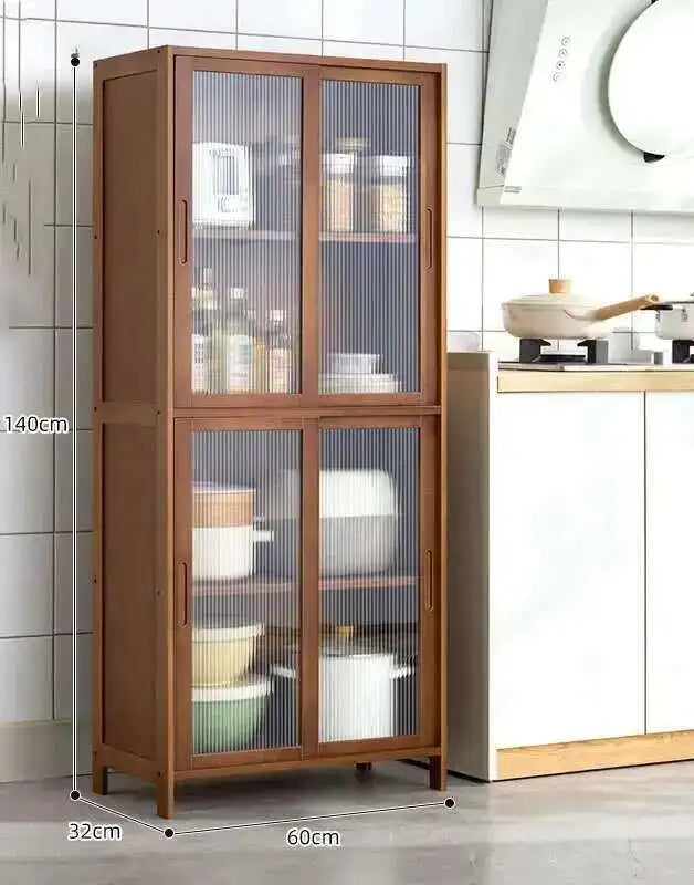 Modern Minimalist Kitchen Cabinet for Home Dust-proof Two-way Sliding Door