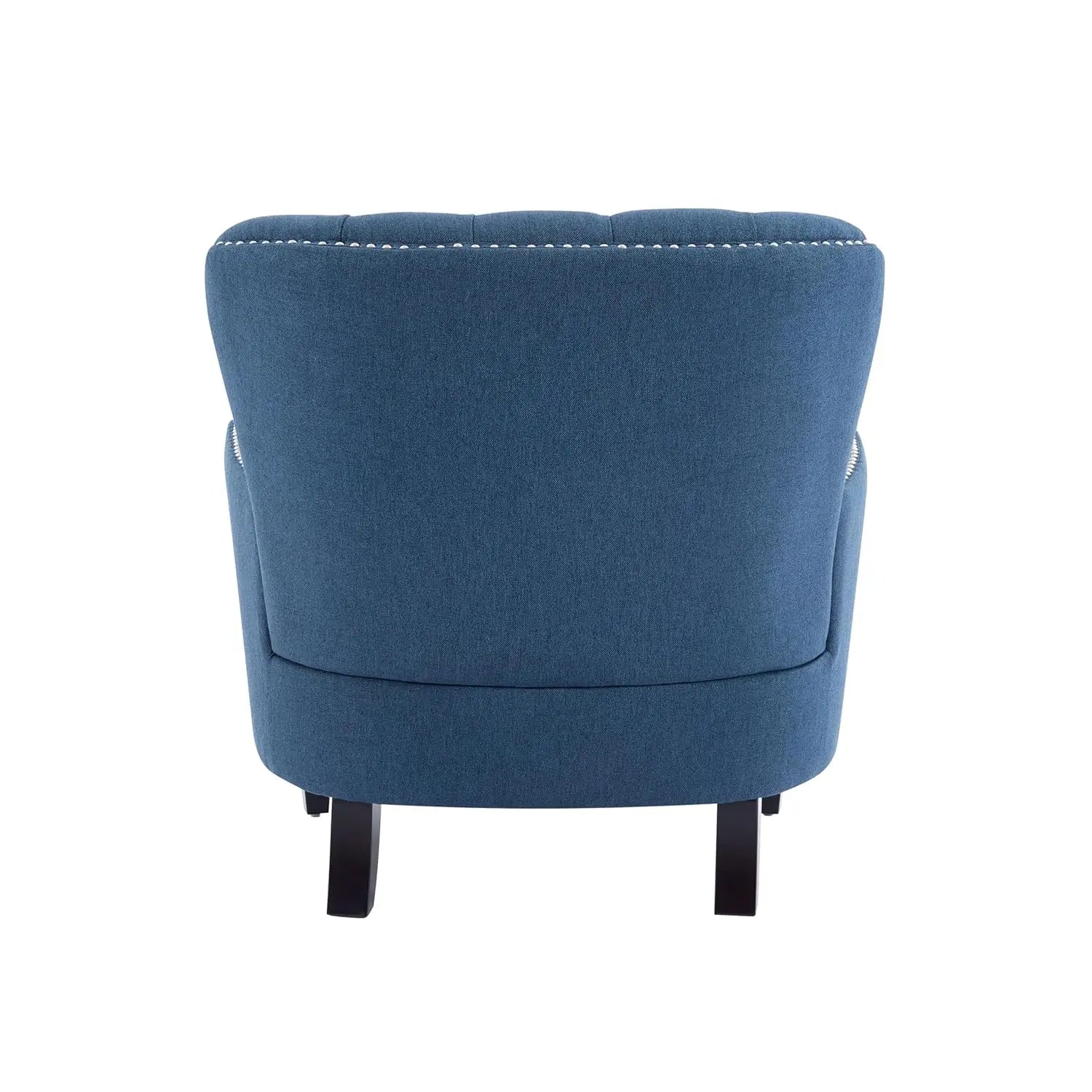 Fabric Upholstered Club Chair Tufted Wingback Accent Armchair Dark Blue