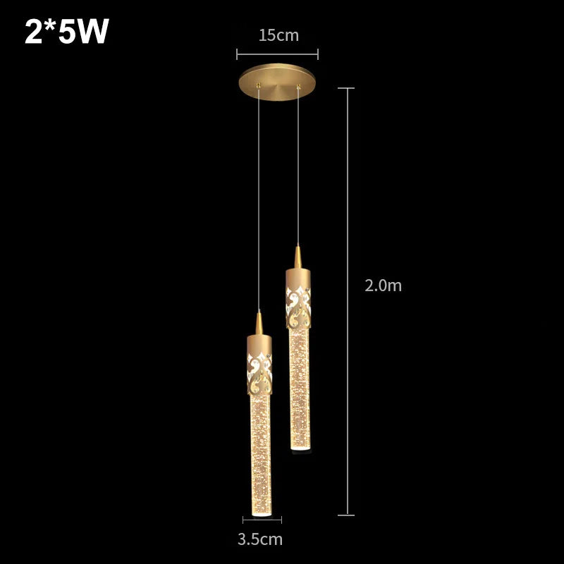 Modern Luxury Crystal Pendant Lamps Home Decor Bedside Hanging Light