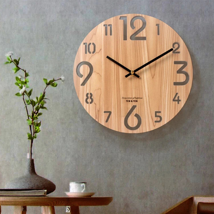 Wooden 3D Wall Clock Modern Design Nordic Brief Living Room Decoration