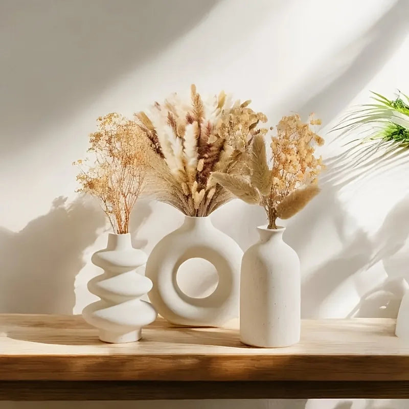 White Ceramic Bohemian Vase Set Creative home decoration vase ornaments