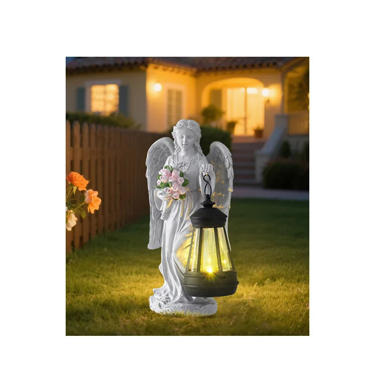 Angel Lantern Garden Statue Angel Girl Outdoor Solar Ornament Night Light