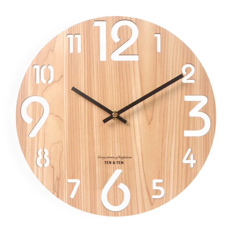 Wooden 3D Wall Clock Modern Design Nordic Brief Living Room Decoration