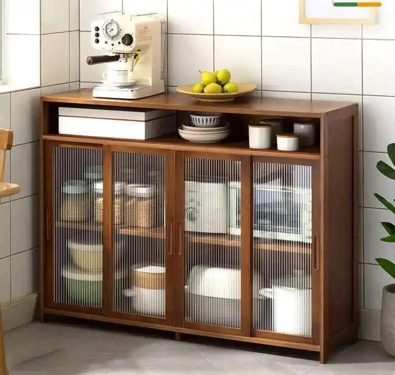 Modern Minimalist Kitchen Cabinet for Home Dust-proof Two-way Sliding Door
