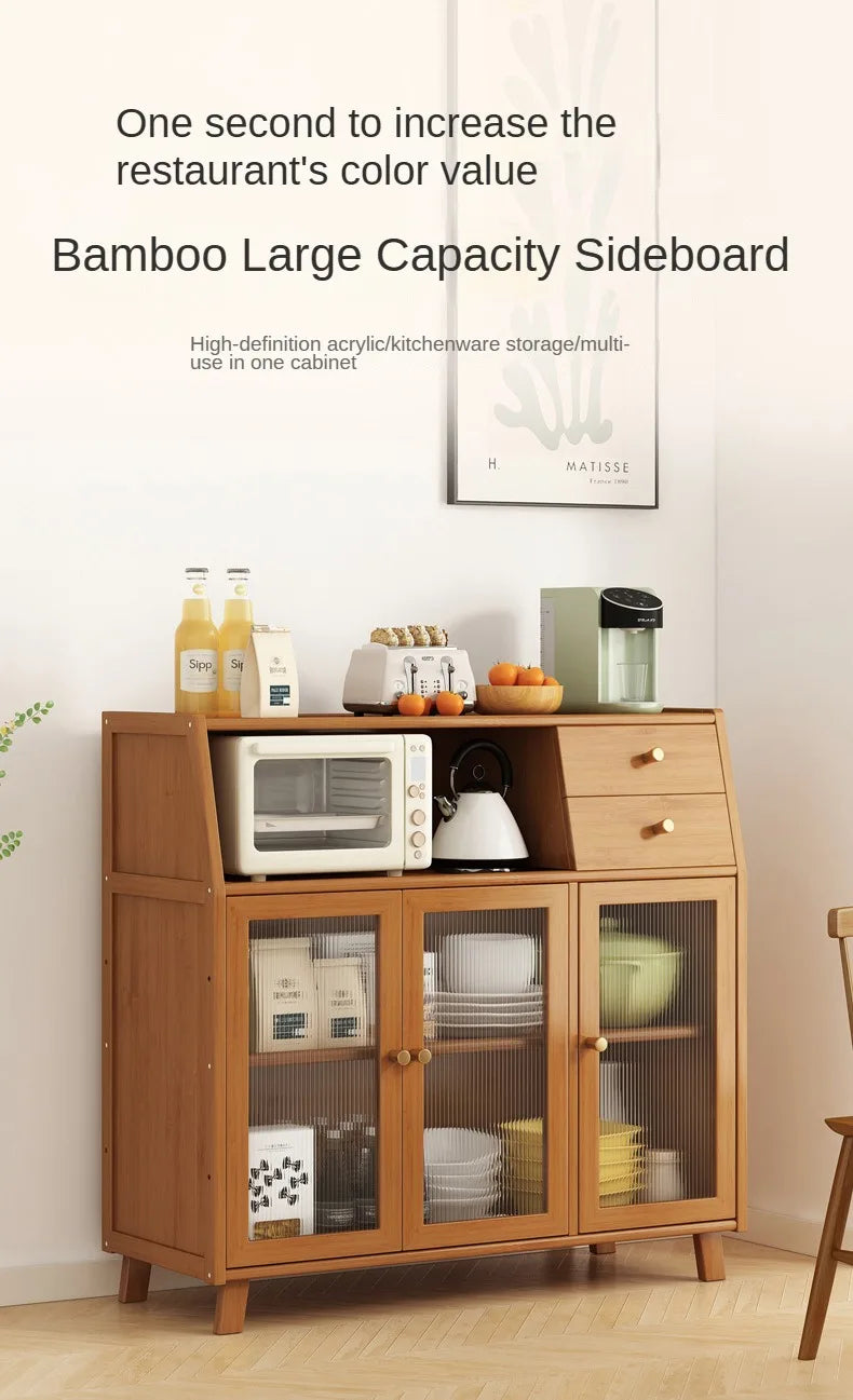 Bamboo solid wood kitchen cabinets furniture sideboard side table furniture