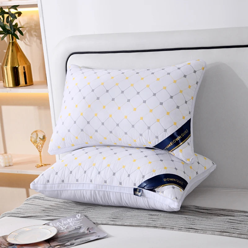 Quilted Down Pillow Soft White Single Pillow with Hotel-Quality Bed Pillow