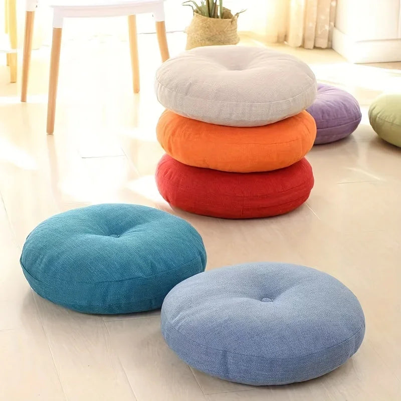Thick Round Cushion, Soft & Comfortable Full-Filled Meditation Yoga Pillow Orange
