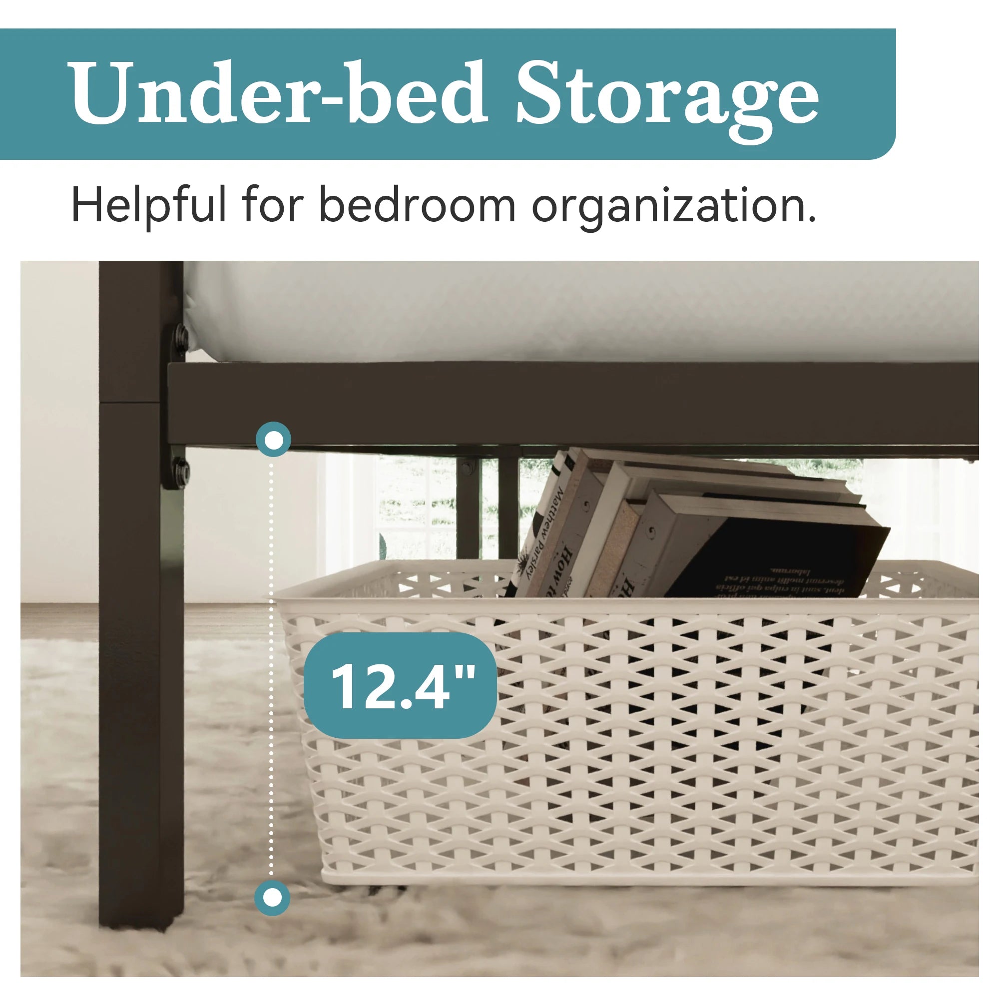 Metal Bar Twin Bed Frame — White, Black & Antique Gold