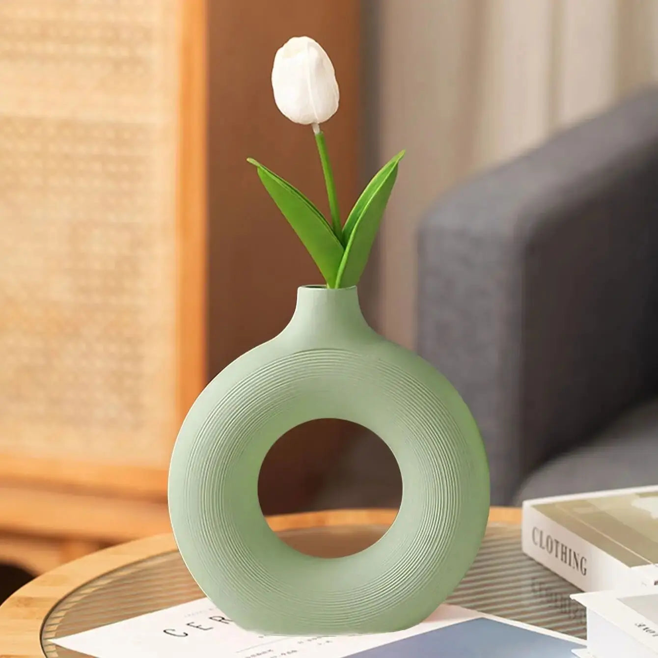 Ceramic vase, round matte vase, minimalist Nordic Bohemian vase