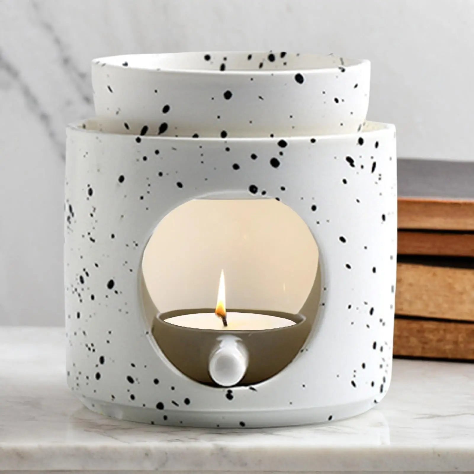 Ceramic Tealight Candle Holder & Oil Warmer Non Slip Home Aroma Table Decor