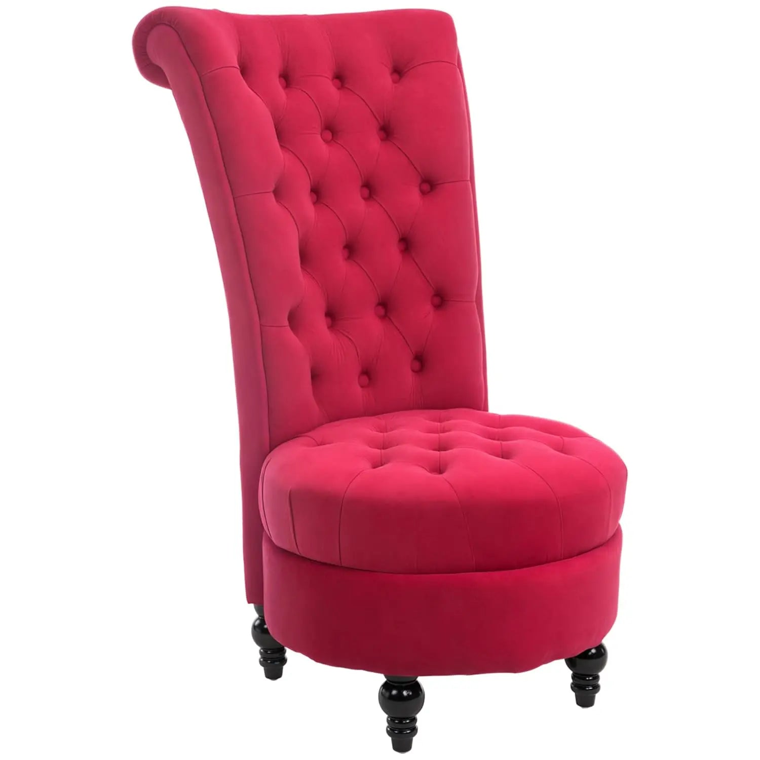 Retro High Back Armless Accent Chair Upholstered Tufted Fabric Living Room