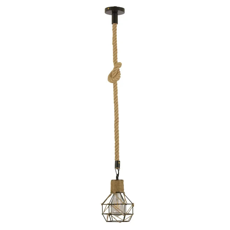 Vintage Pendant Light Hemp Rope Iron Art Industrial Style Originality Chandelier