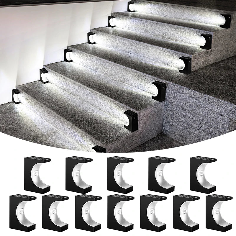 8/12Pcs Solar Step Lights Pathway Stair Outdoor Garden Lights Waterproof Lights