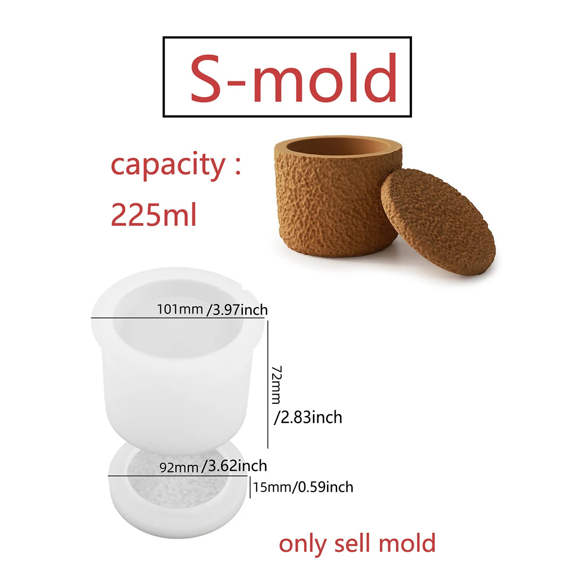 Concrete Lava Jar Candle Cup Mold DIY Round Plaster Storage Box Cement Plant