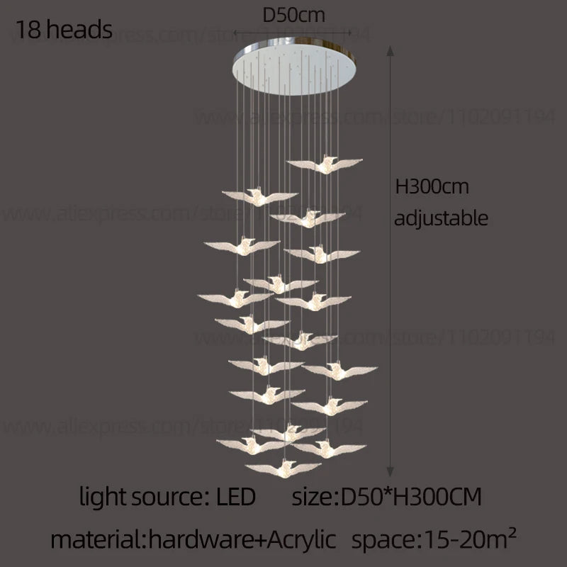 Led Bird Pendant Lamp Home Decoration Lighting Hanging Lamp Design Chandelier
