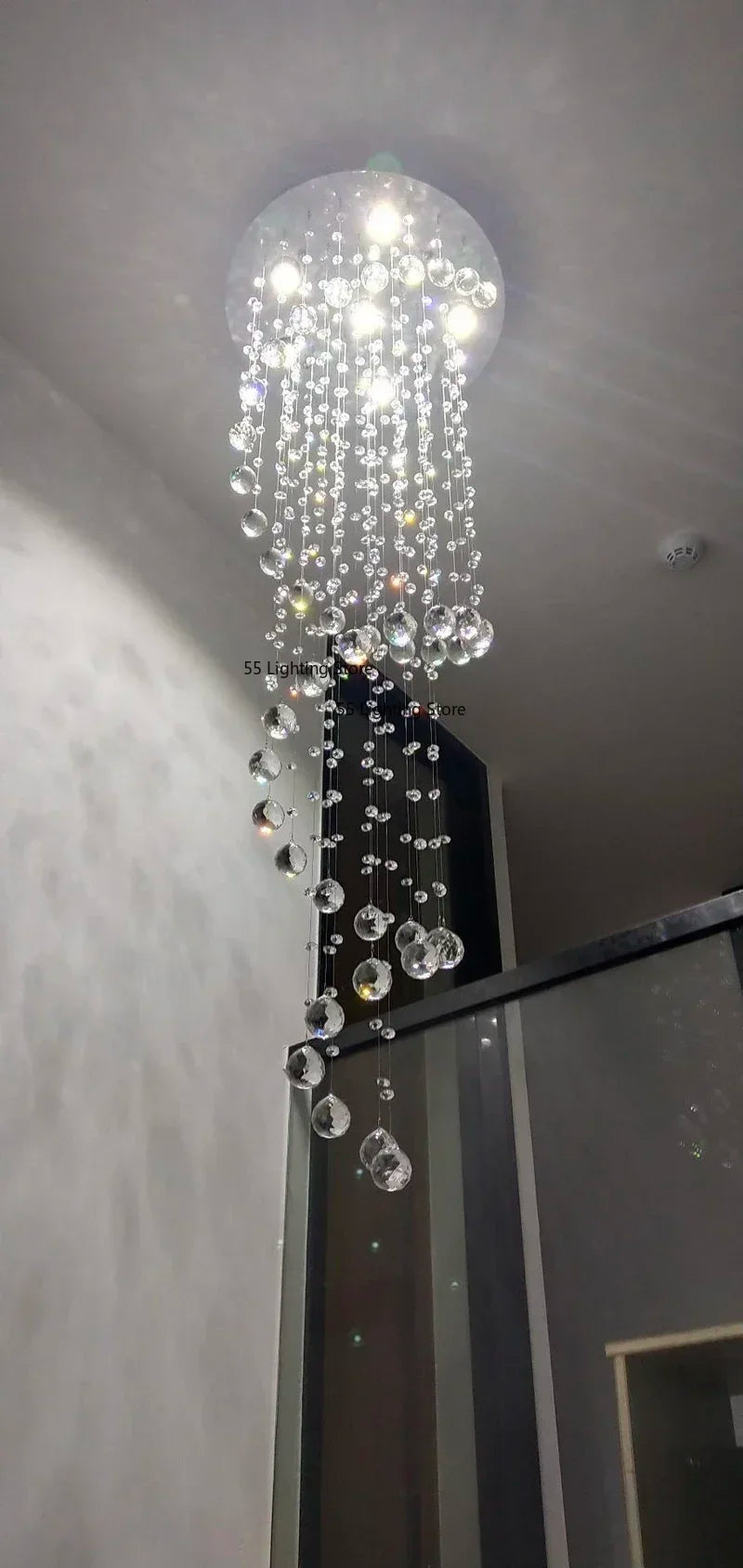 Modern Large K9 Crystal LED Chandeliers for Spiral Living Room Staircase Lamp