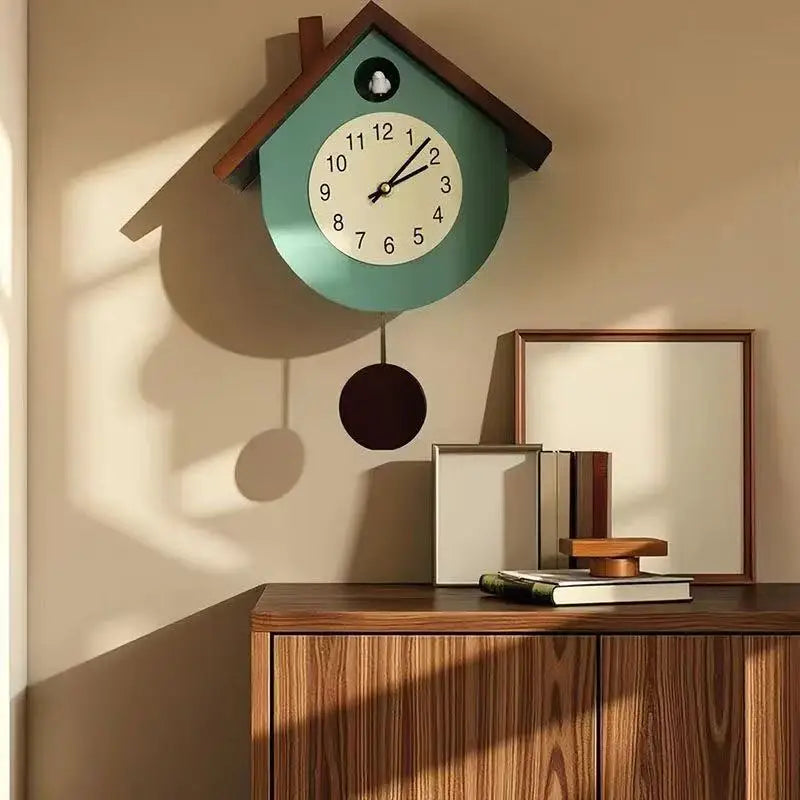 Wooden Cuckoo Bird Wall Clock Pendulum Creative Living Room Pendulum Clock