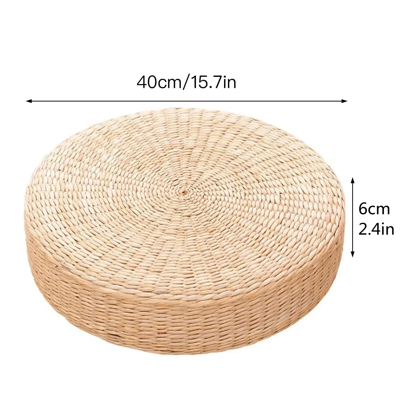 Handmade Woven Natural Straw Round Pouf Tatami Cushion Floor Cushion Home