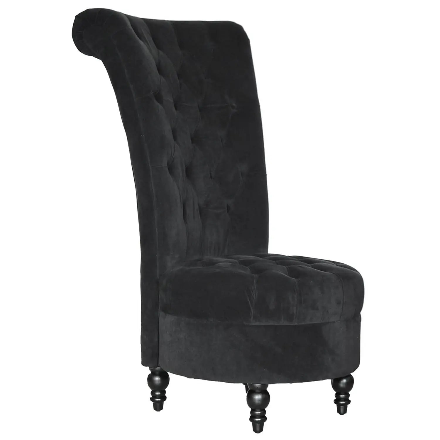 Retro High Back Armless Accent Chair Upholstered Tufted Fabric Living Room