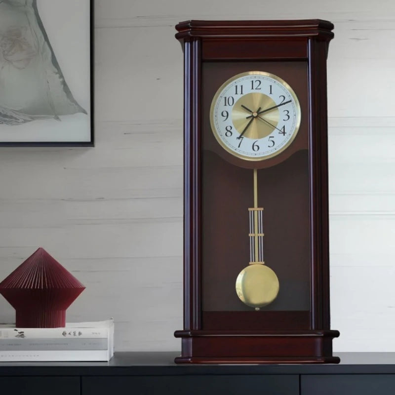 Wall Wooden Pendulum Clock Time Chime Vintage Classic Pendulum Clock Living
