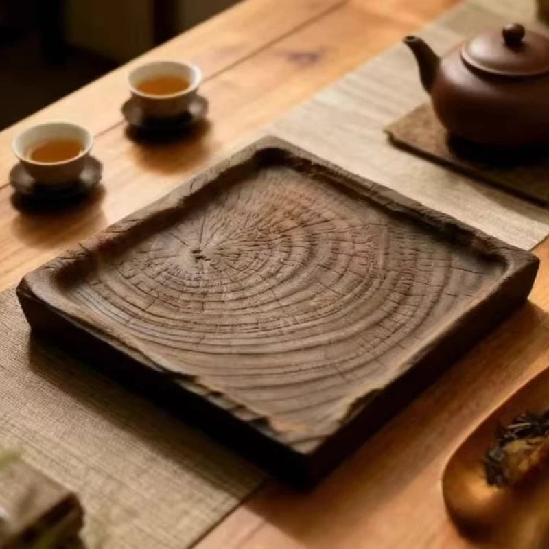 Solid wood tea tray, carbonized camphor wood dry brewing table, handmade