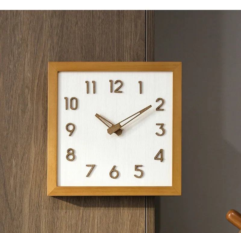 Corner Wall Clock Wood Double Sided Wall Watch Luxury Aesthetic Modern Clocks
