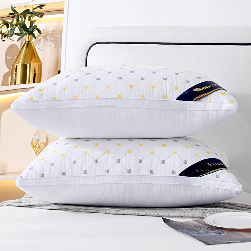 Quilted Down Pillow Soft White Single Pillow with Hotel-Quality Bed Pillow