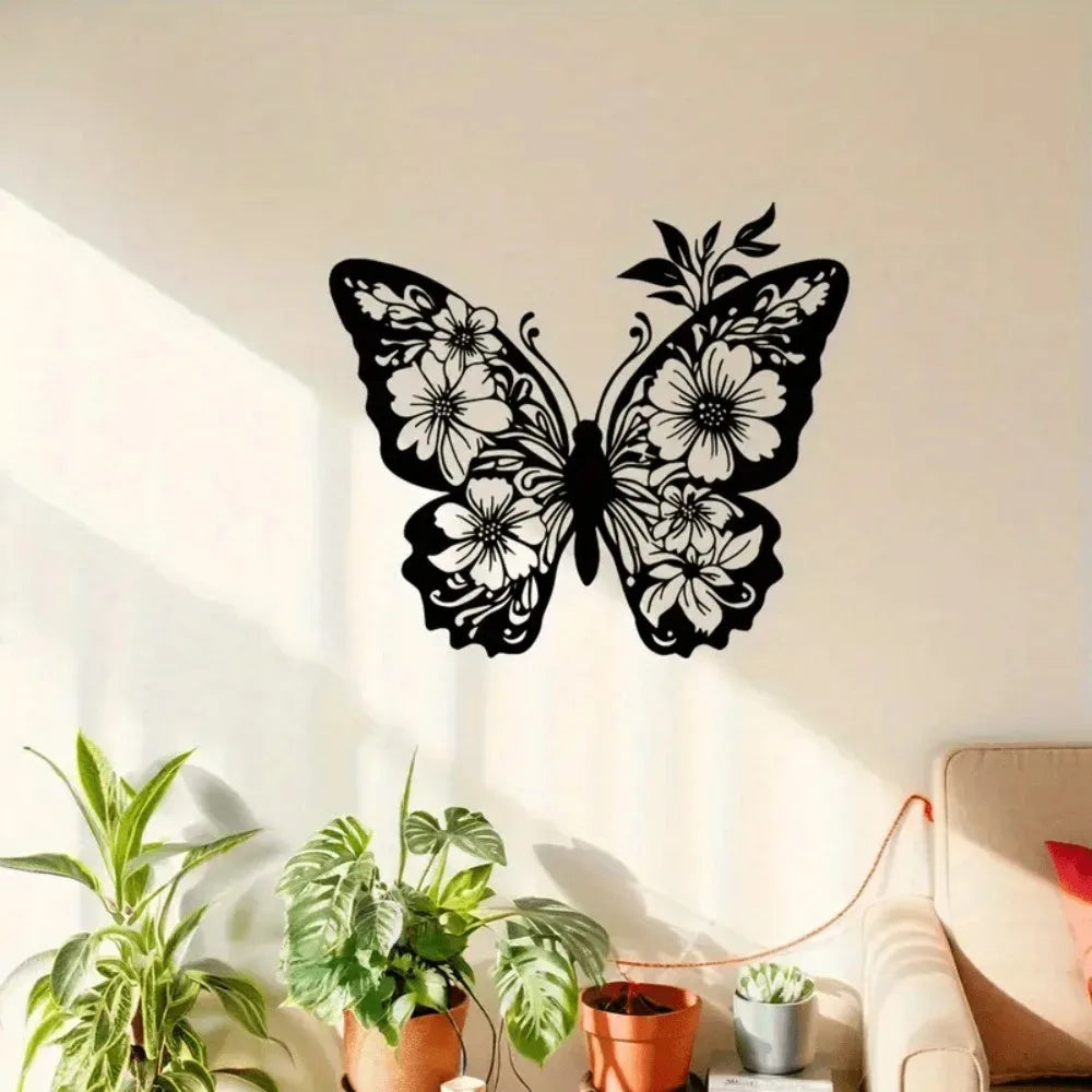 Elegant Black Acrylic Butterfly Wall Sculpture Floral Patterns Modern Home