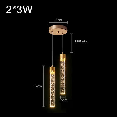 Modern Luxury Crystal Pendant Lamps Home Decor Bedside Hanging Light