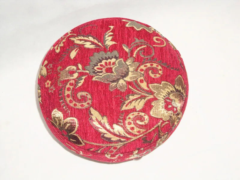 ‌Velvet Fabric Footstool, Entryway Shoe Storage Bench, Round Ottoman Pouf