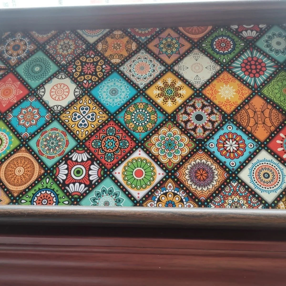 Bohemian Style Handmade Wooden Tray Jewelry Storage Tray Desktop Foyer