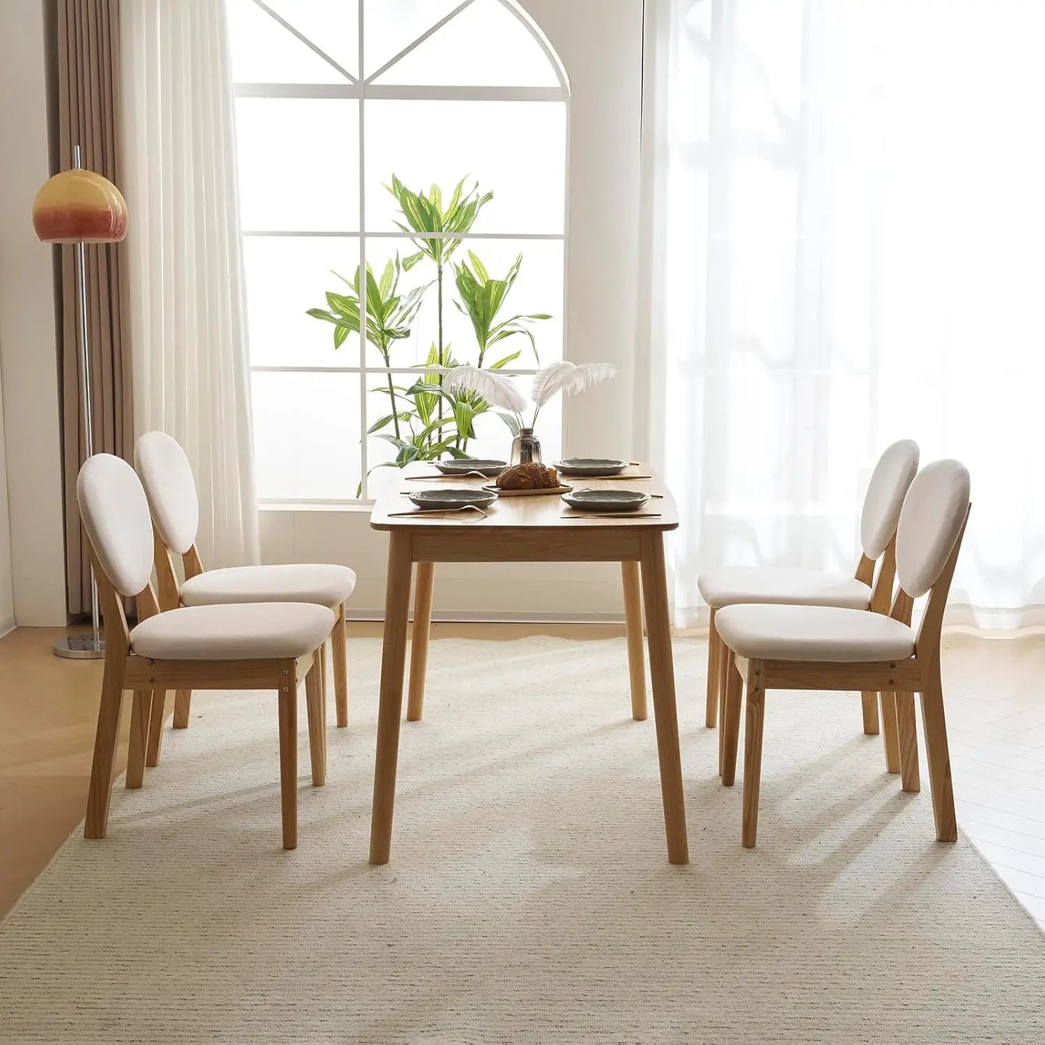 5-Piece Dining Table Set, Dining Table Set for 4, Compact Mid-Century Modern
