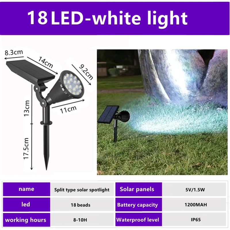 Unique Design 18 Led Rgb Spot Light Waterproof Garden Led Solar Stake