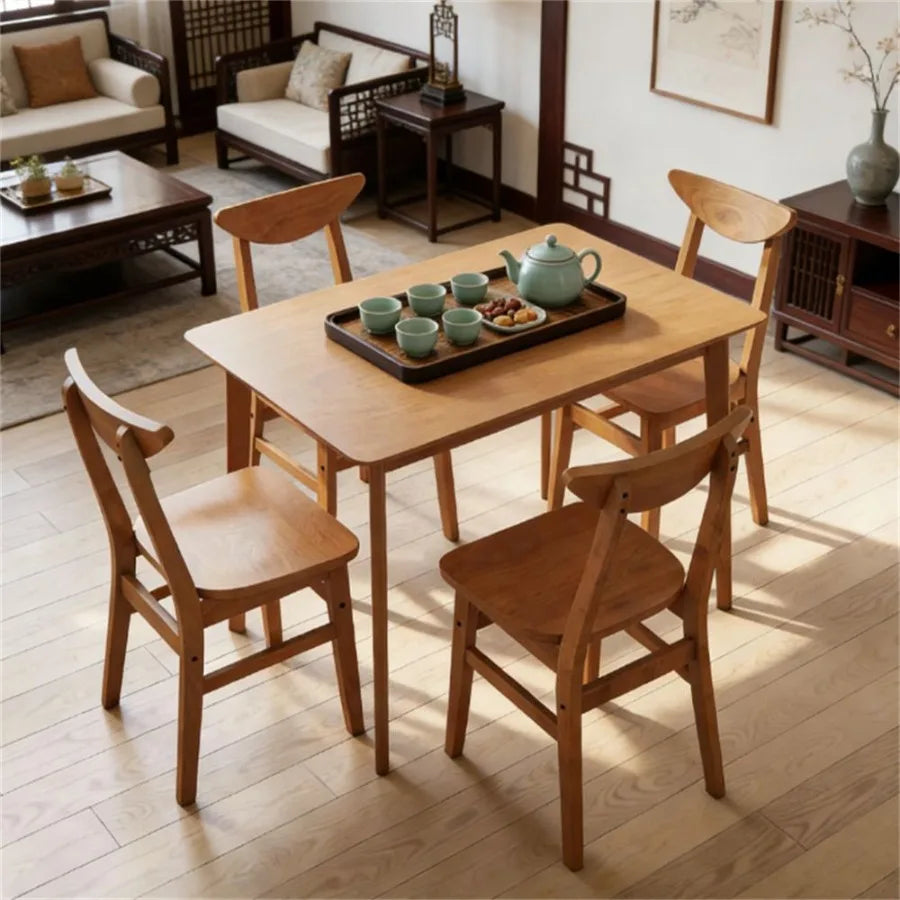 5-piece solid wood dining room farmhouse dining table 4 chairs dining