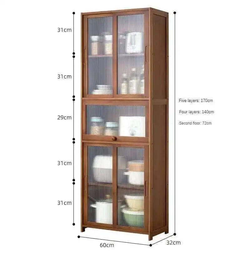 Modern Minimalist Kitchen Cabinet for Home Dust-proof Two-way Sliding Door