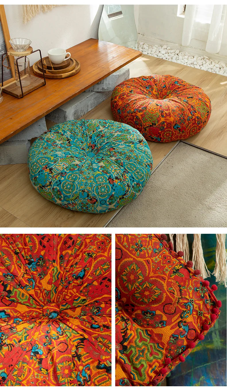 Bohemian Style Thickened Cotton Linen Cushion for Ground Lazy People Pillow