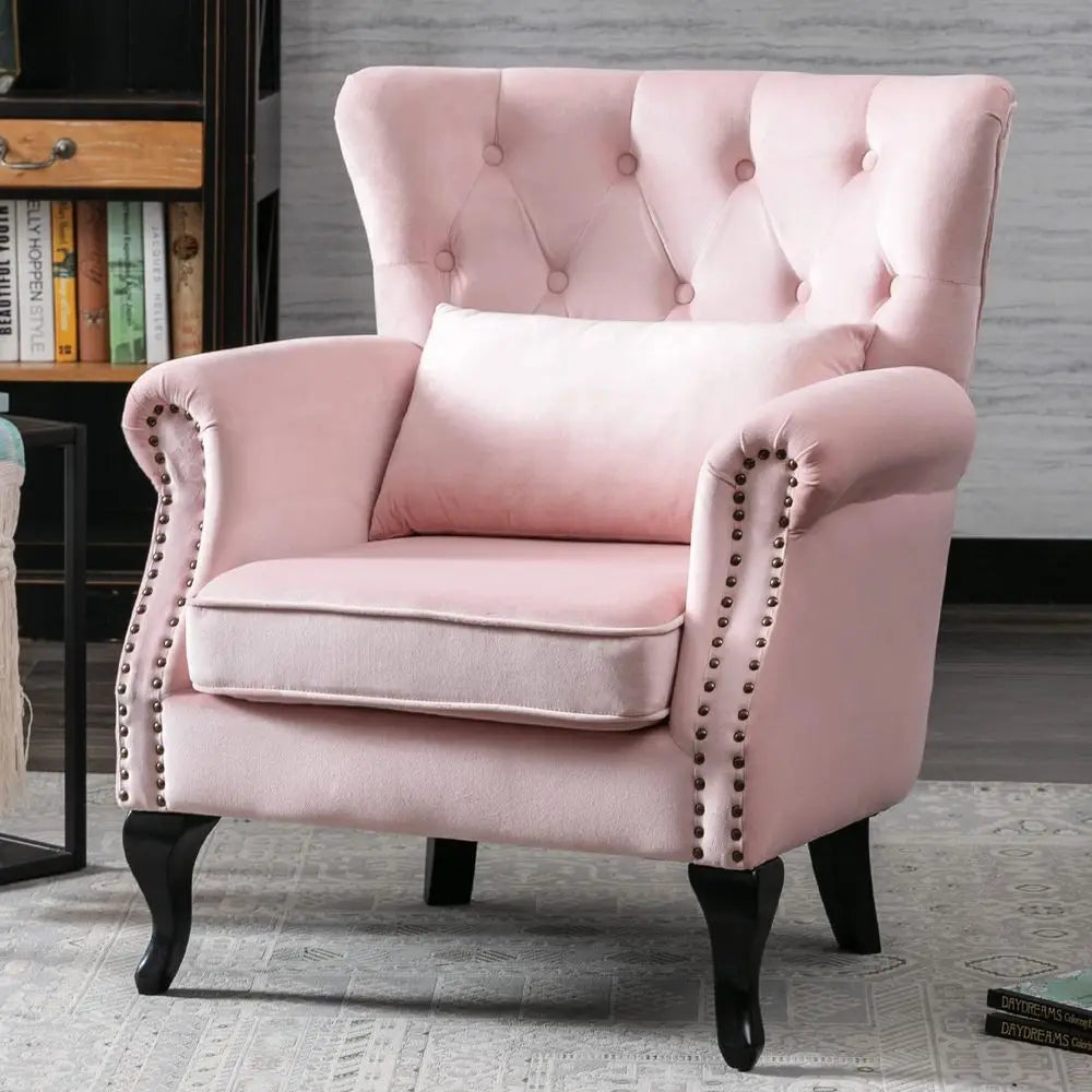 Accent Chair for Living Room Velvet Button Tufted Armchair Wingback Chair