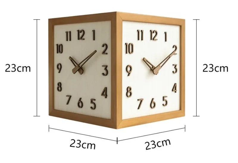 Corner Wall Clock Wood Double Sided Wall Watch Luxury Aesthetic Modern Clocks