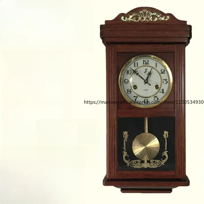 Retro Mechanical Wall Clock Vintage Clock Wind Pendulum Fengshui Town Clock