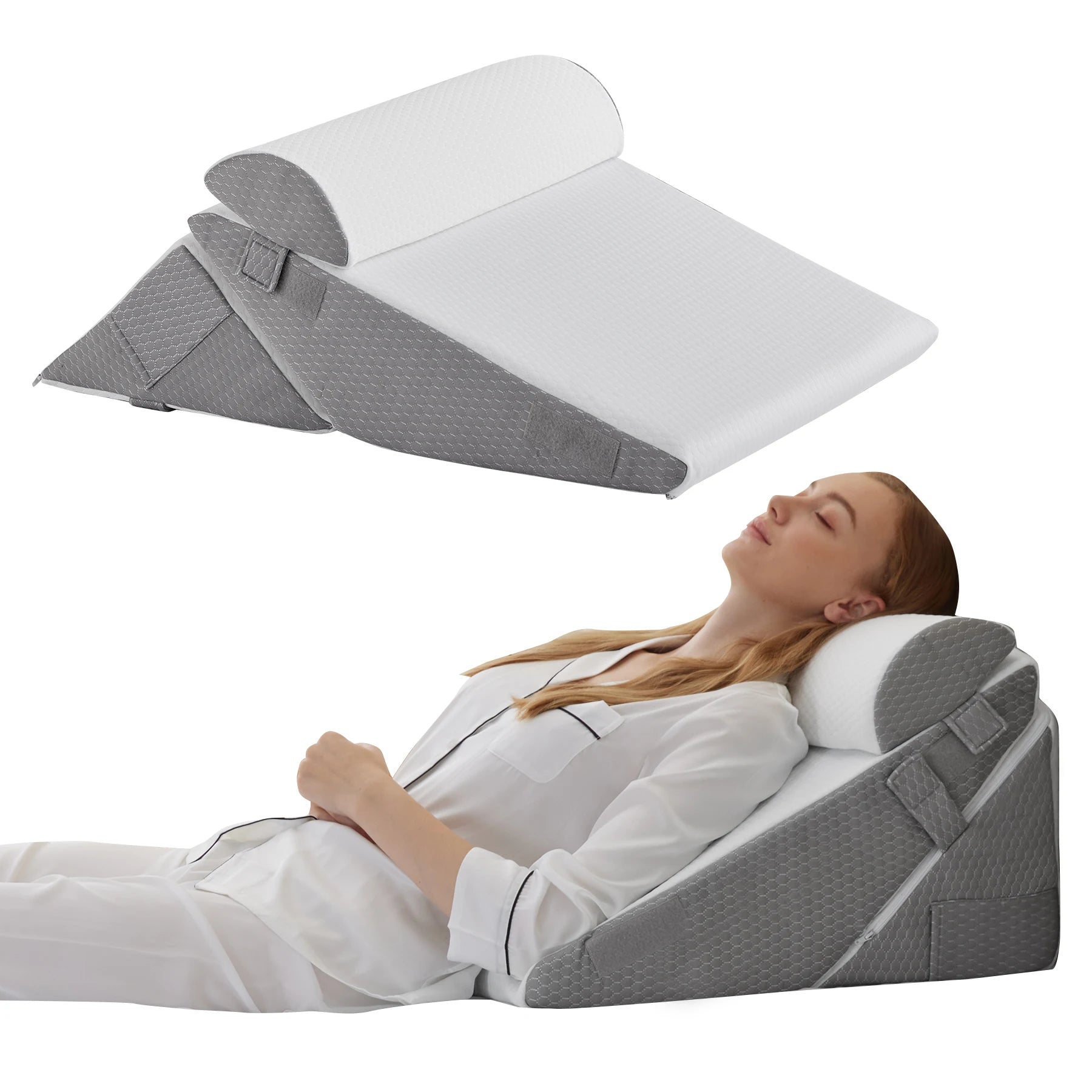 3pcs bed wedge pillow set, foam wedge pillow for back, leg and knee support