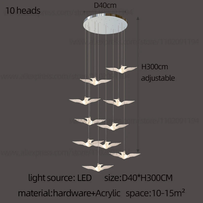 Led Bird Pendant Lamp Home Decoration Lighting Hanging Lamp Design Chandelier