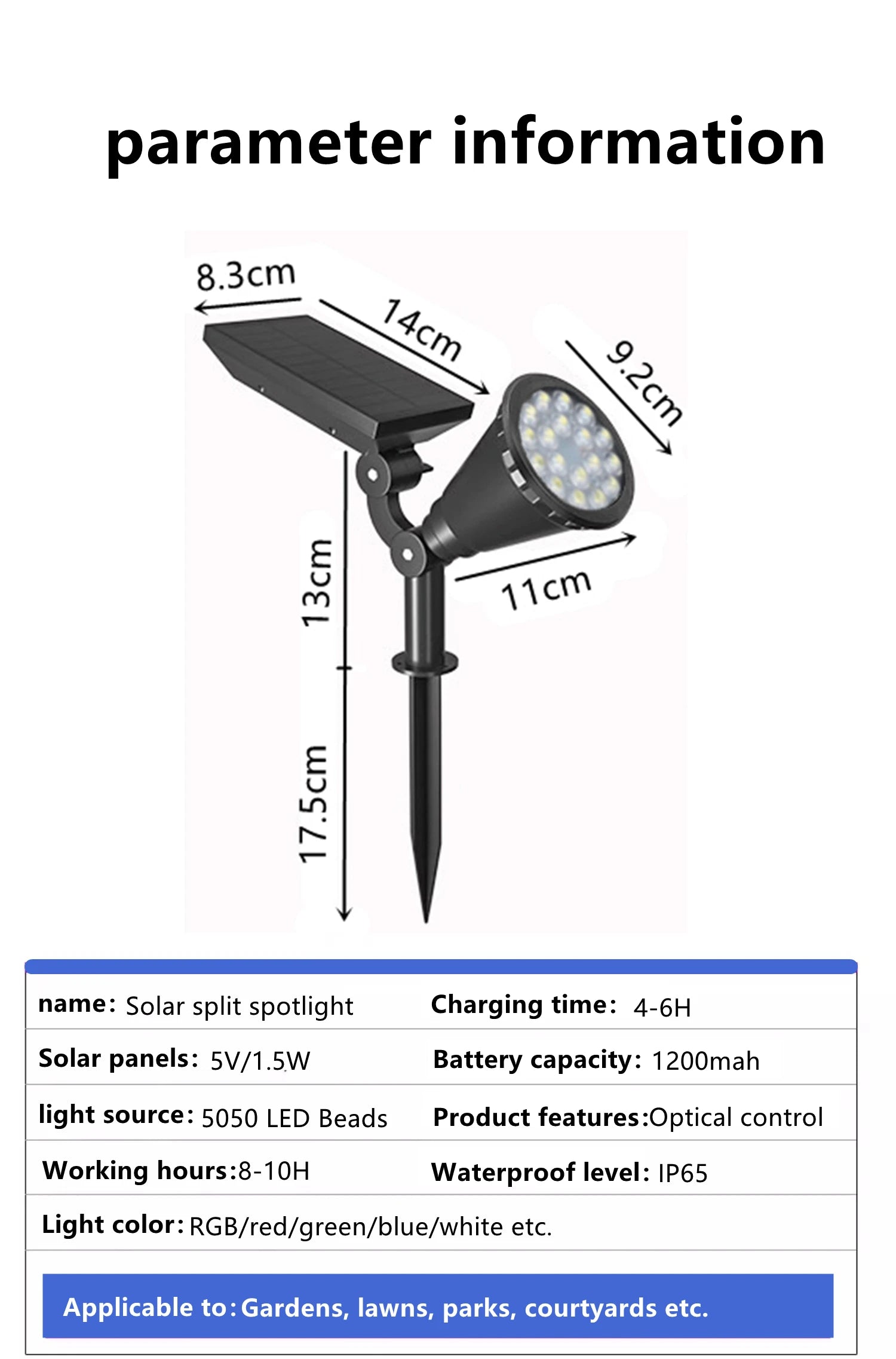 Unique Design 18 Led Rgb Spot Light Waterproof Garden Led Solar Stake