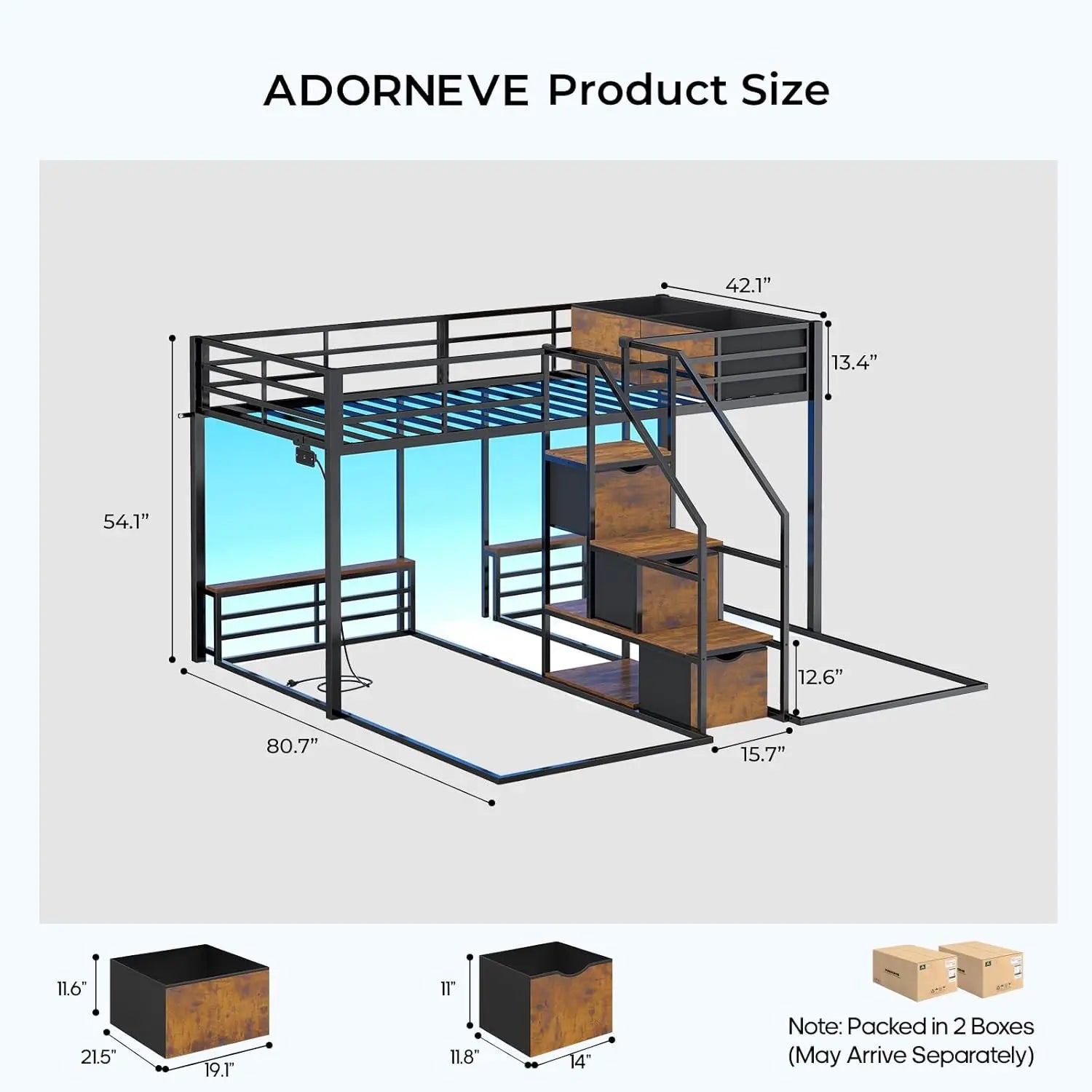 Triple Bunk Bed with Storage Staircase, RGB Lights & Charging Station, Twin Over Twin, Heavy Duty Metal 3 Bunk Beds, Customized