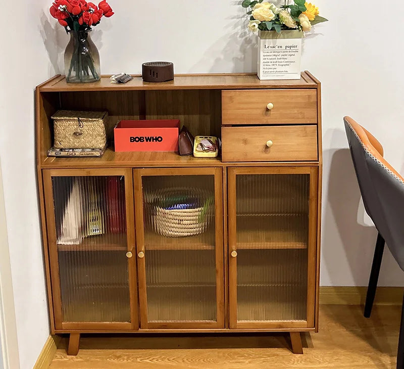 Bamboo solid wood kitchen cabinets furniture sideboard side table furniture