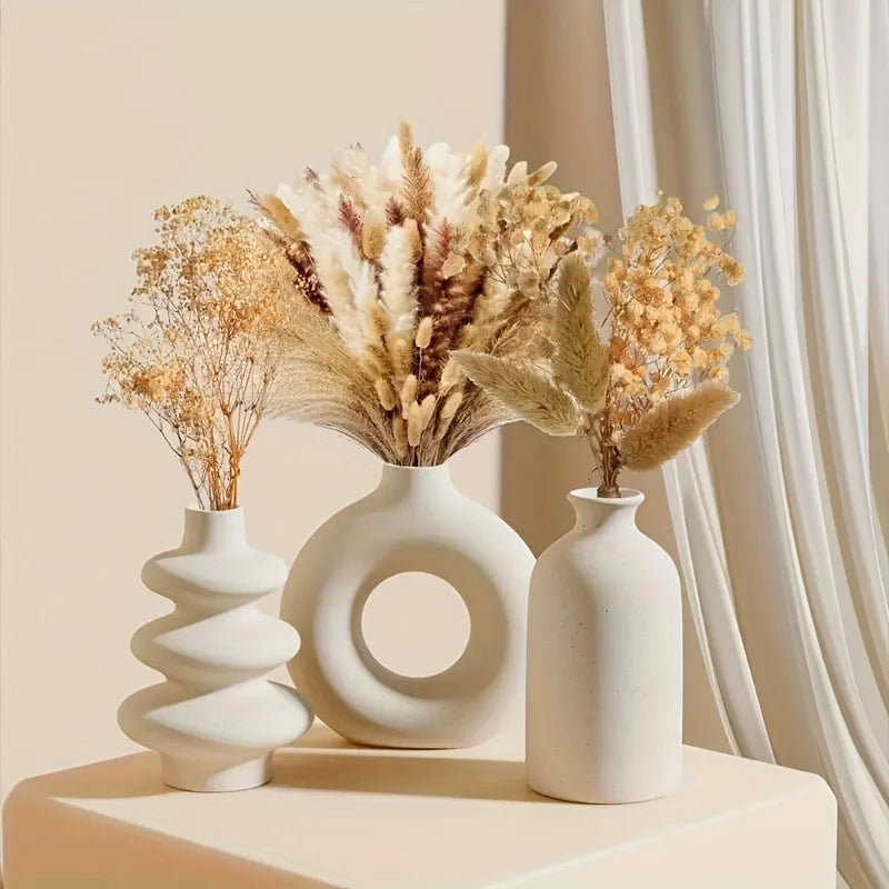 White Ceramic Bohemian Vase Set Creative home decoration vase ornaments